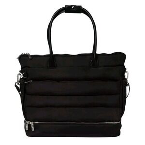 iPack Puffy Fashion Tote Luggage Black Bag Travel Adjustable Strap Laptop Pocket